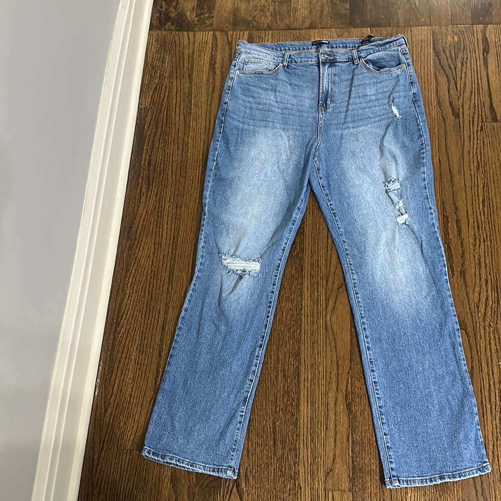 Classic Light Blue Distressed Women's Jeans Size 16